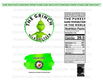 Christmas - New Grinch Inspired Hard Seltzer, Who Hard Seltzer, Prints for 2 Tumblers, Waterslide