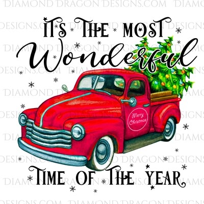 Christmas - Red Truck, Christmas Tree, It’s the most wonderful time, Red Vintage Truck 9, Waterslide