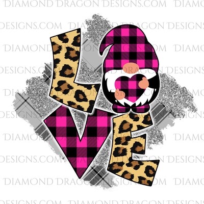Valentines - Love Gnome, Pink Plaid, Valentines Day, Gnomes, Waterslide