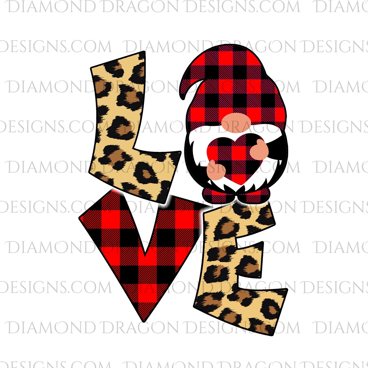 Valentines - Love Gnome, Red Plaid, Valentines Day, Gnomes, Waterslide