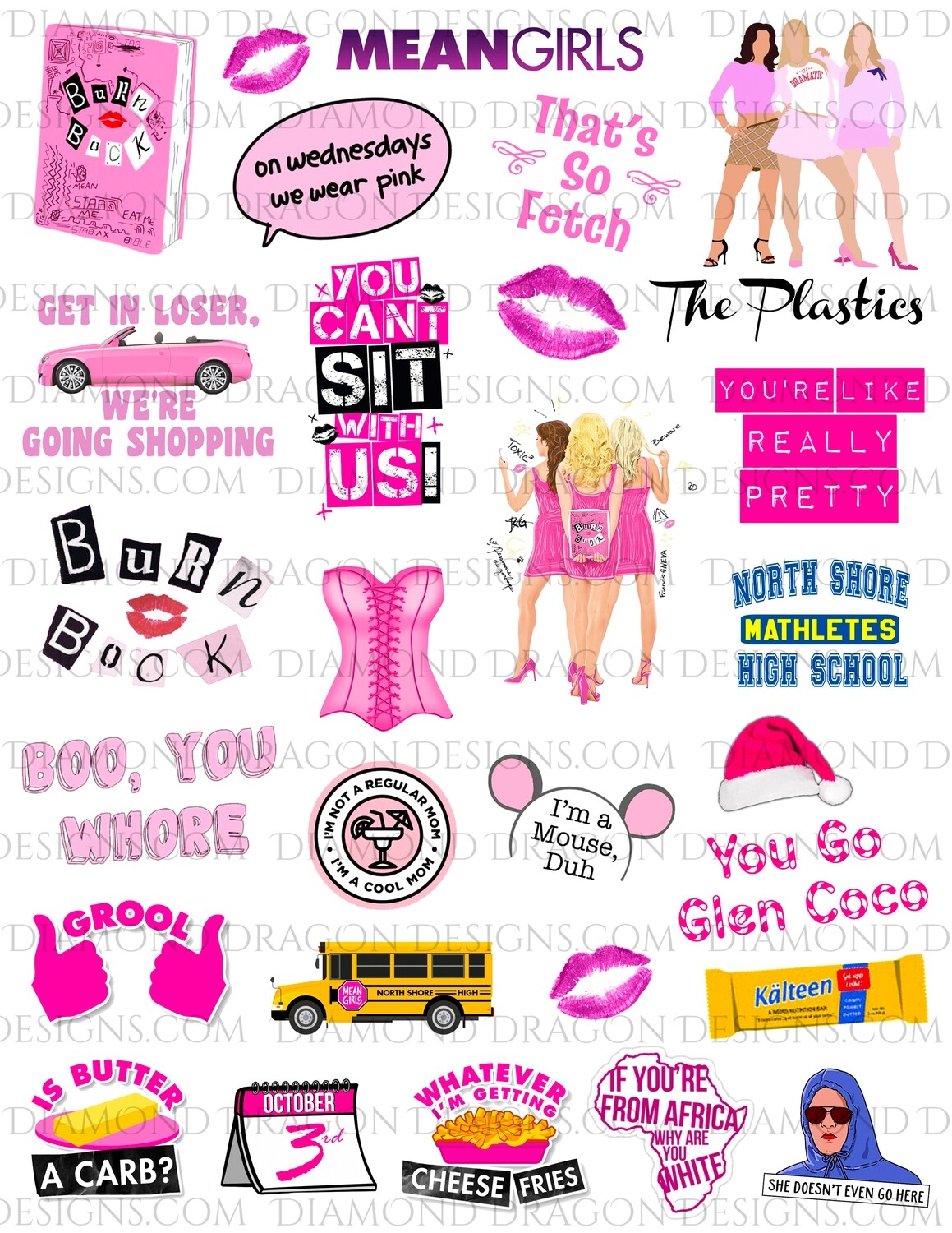 Movies - Mean Girl Movie Inspired, Collage, Full Page, Waterslide