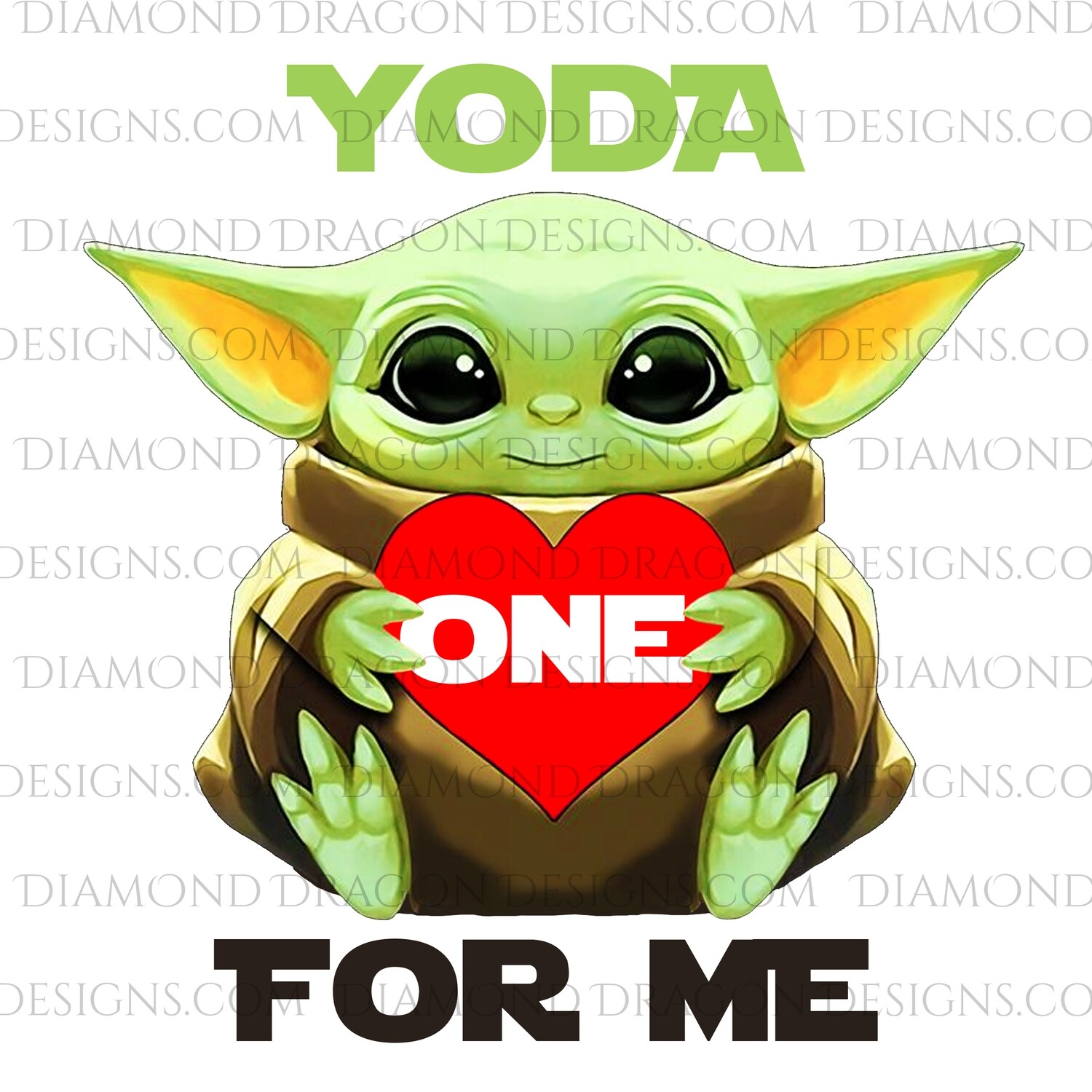 Valentines - Yoda One For Me, Red Heart, Valentine's Day, Digital Image