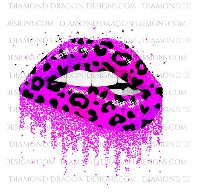 Valentines - Leopard, Pink Dripping, Glitter Lips, Waterslide