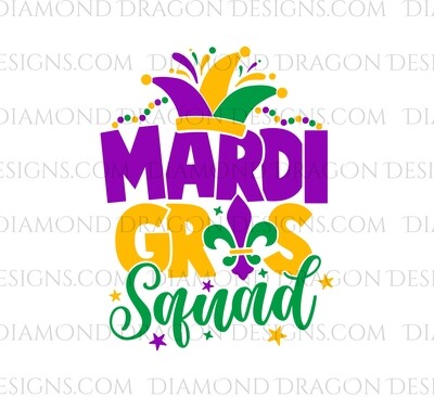 Mardi Gras - Mardi Gras Squad, Purple, Green, Yellow - Waterslide Decal
