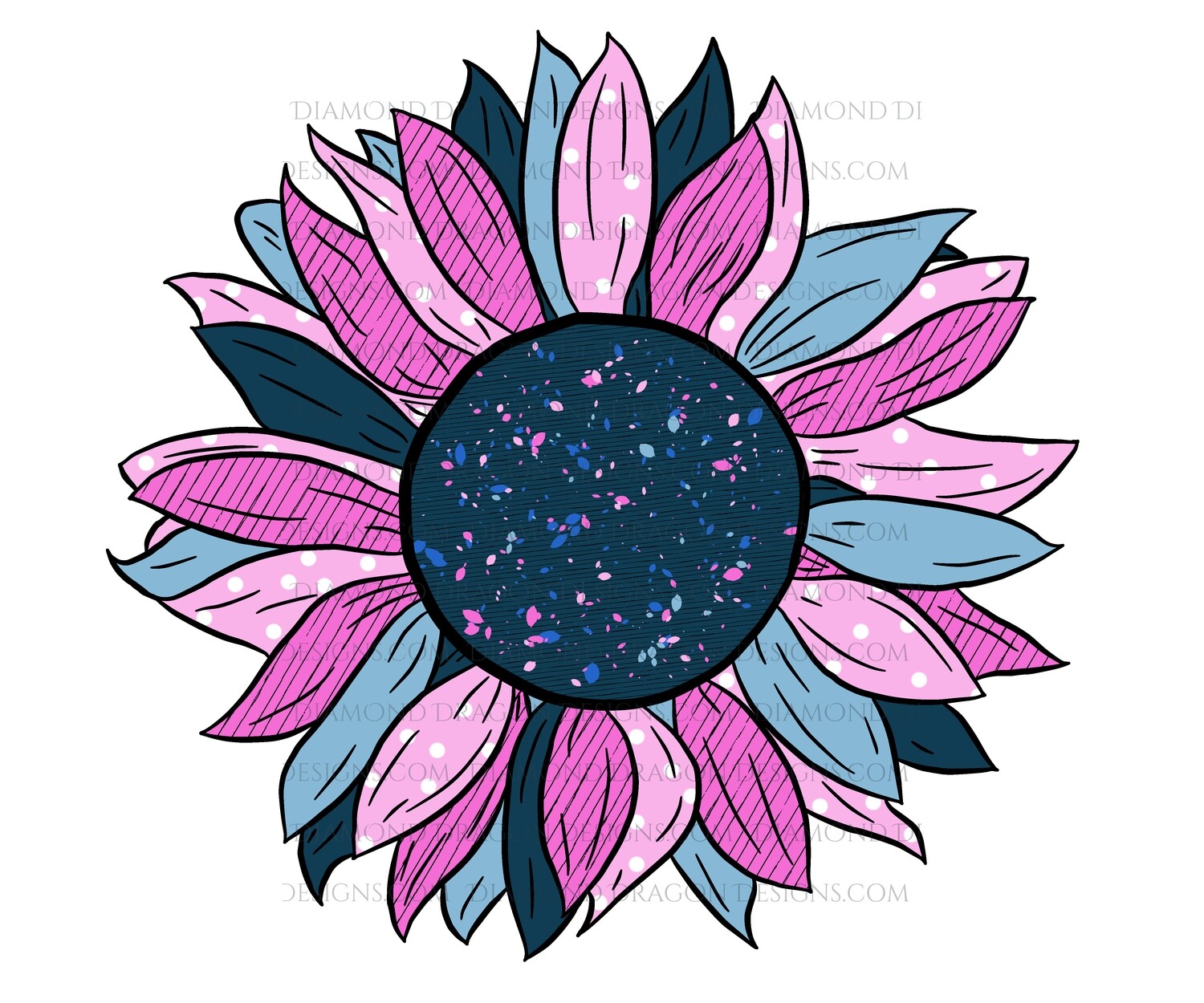 Flowers - Pink and Blue Rustic Sunflower, Waterslide