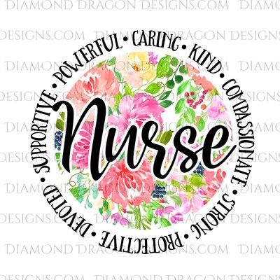 Medical - Nurse, Floral, Caring, Kind, Quotes, Waterslide