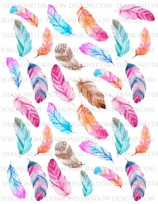 Full Page -  Watercolor Feathers, Colorful Feather, Full Page Design - Waterslide