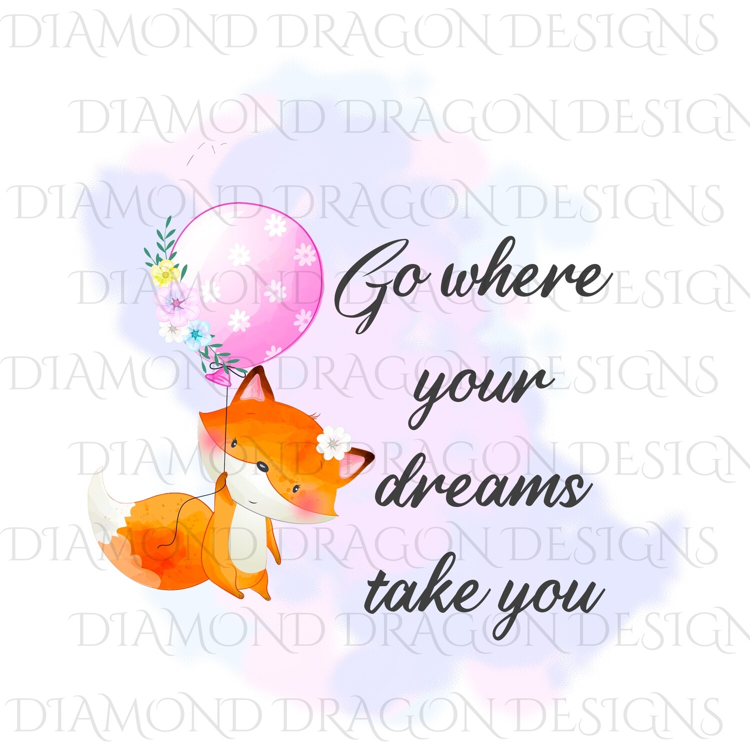 Animals - Cute Fox, Ballon, Go Where Your Dreams Take You, Digital Image