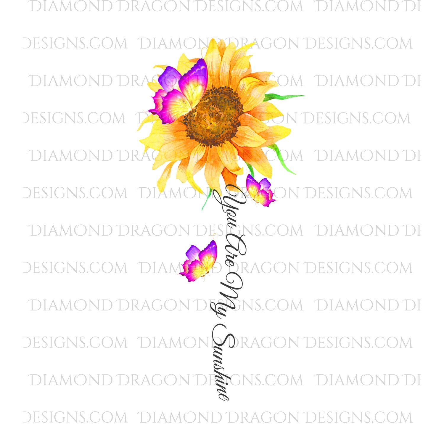 Sunflowers - * 6'' Tall * You are My Sunshine, Watercolor Sunflower Butterflies, Waterslide