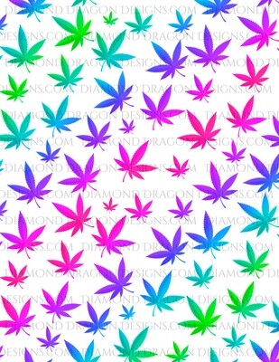 Full Page -  Pot Leaves, Rainbow Weed Leaves, Full Page Design - Waterslide