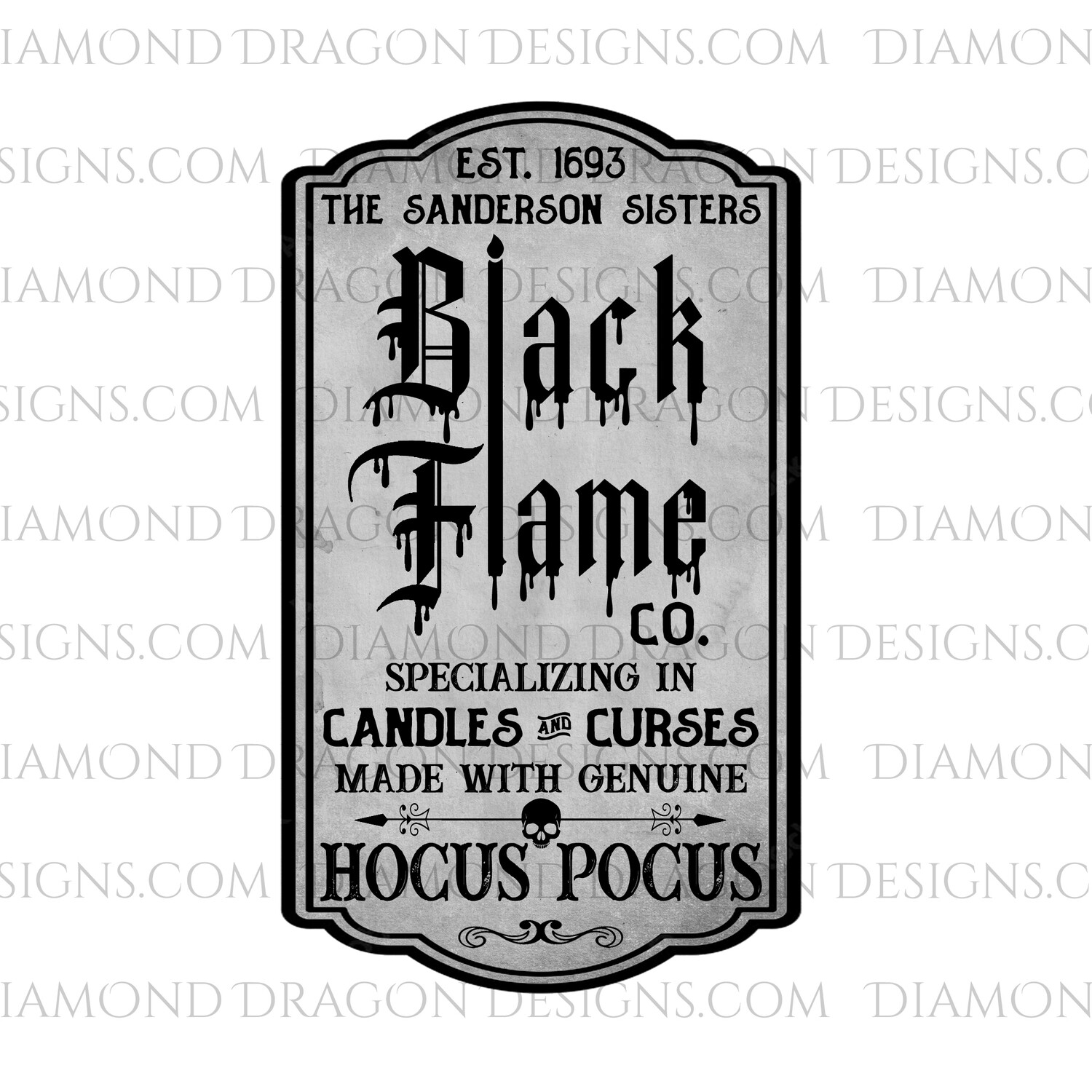 Halloween Black Flame Candle Label for Tumblers, Image File, Instant