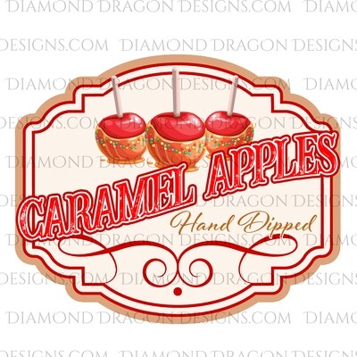 Christmas - Hand Dipped Caramel Apple Label, Digital Image
