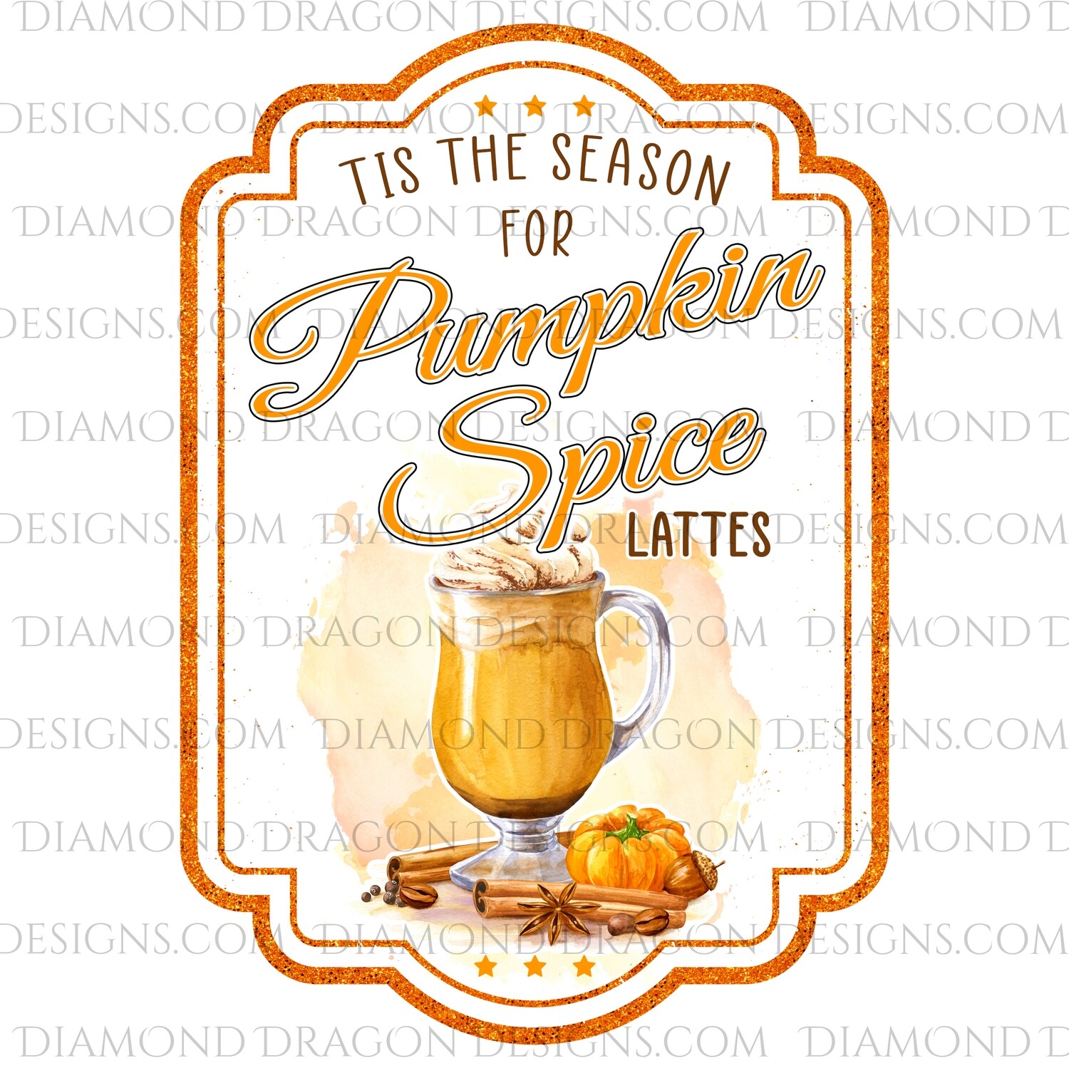 Fall - Pumpkin Spice Latte, Drink Label, Waterslide