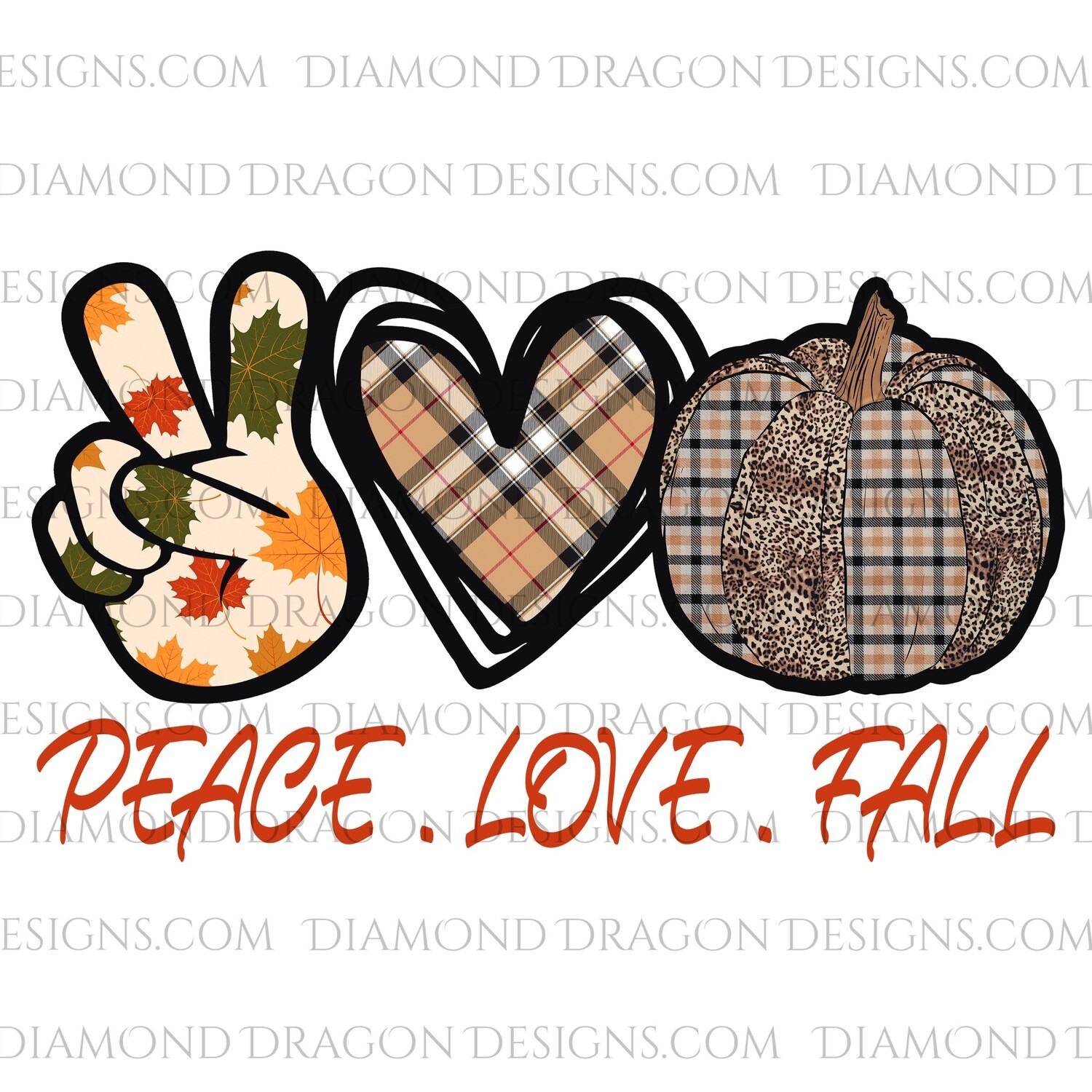 Fall - Peace Love Fall Plaid, Waterslide