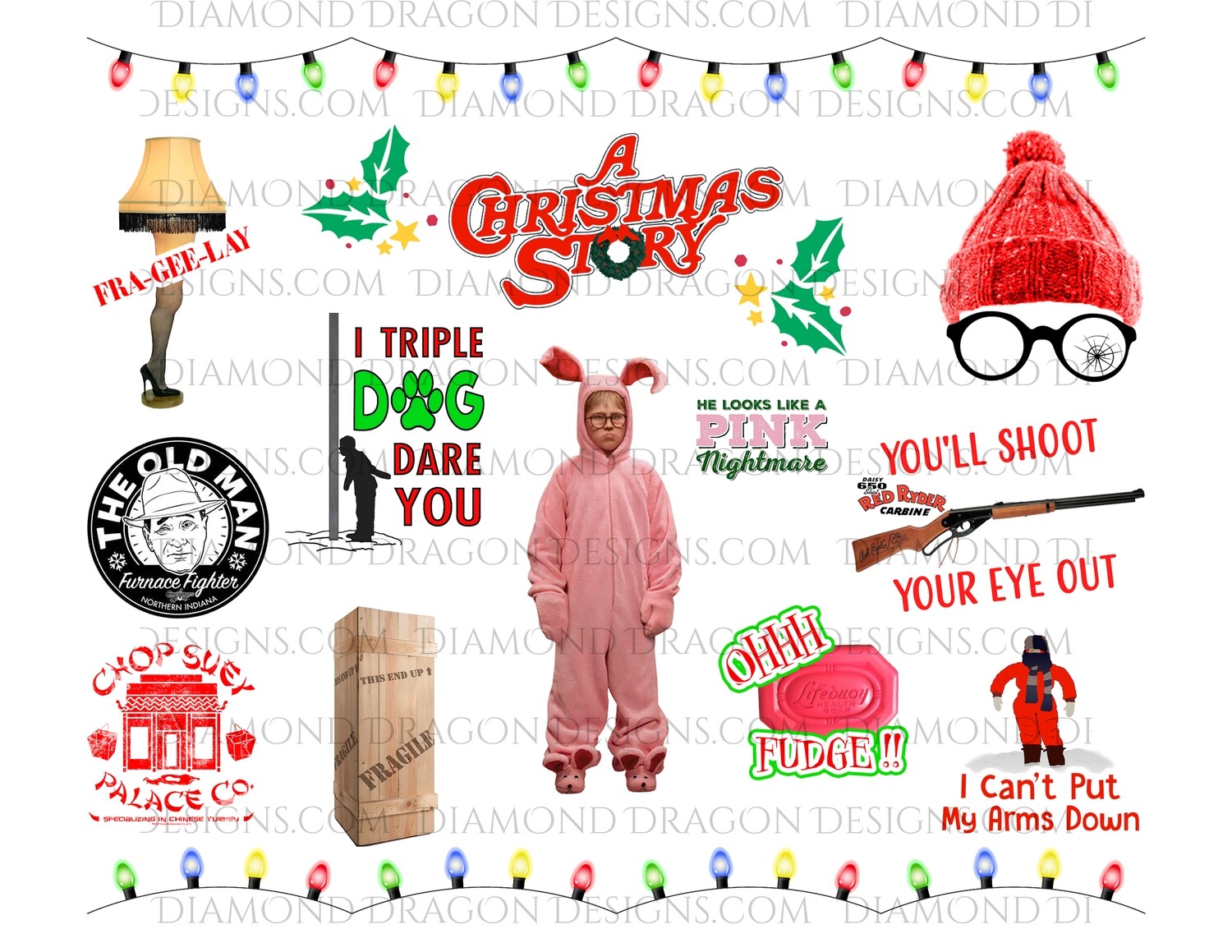 Christmas - Christmas Story Inspired, Sublimation or Waterslide Wrap File, Straight Tumbler Wrap, Digital Image