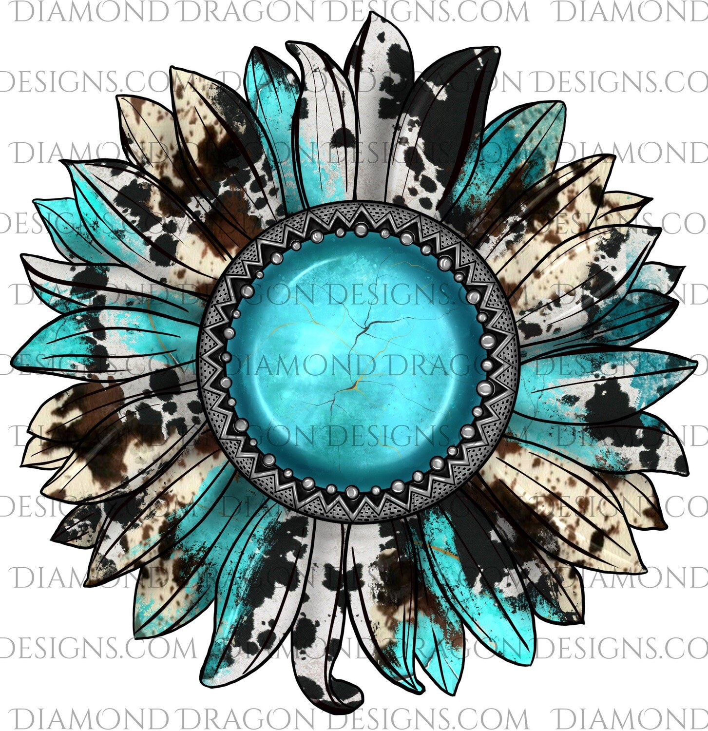 Western - Western Turquoise Sunflower, Sunflower, Mothers Day, Waterslide
