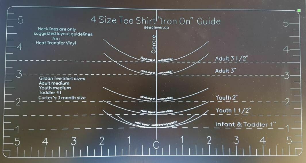 4 Size Tee Shirt "Iron On" Guide