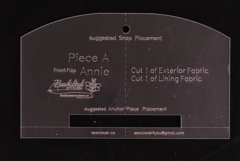 Piece A &quot;Front Flap &quot;Annie&quot; Fabric Template 125%
