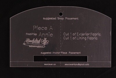 Piece A "Front Flap "Annie" Fabric Template 125%