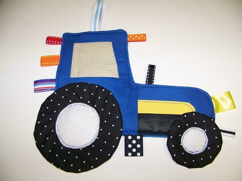 Tractor pdf sewing pattern Crinkle Taggie Toy Patchwork Ford or New Holland with e-file Instant Download