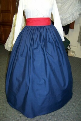 Ladies Dickens Outfit,Civil War costume Long drawstring SKIRT or cape or sash one size fits most Solid Navy Blue Broadcloth cotton  Handmade in the USA