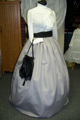 Ladies Dickens Outfit,Civil War costume Long drawstring SKIRT or cape or sash one size fits most Solid Gray Broadcloth cotton  Handmade in the USA