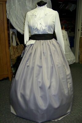 Ladies Dickens Outfit,Civil War costume Long drawstring SKIRT or cape or sash one size fits most Solid Gray Broadcloth cotton  Handmade in the USA