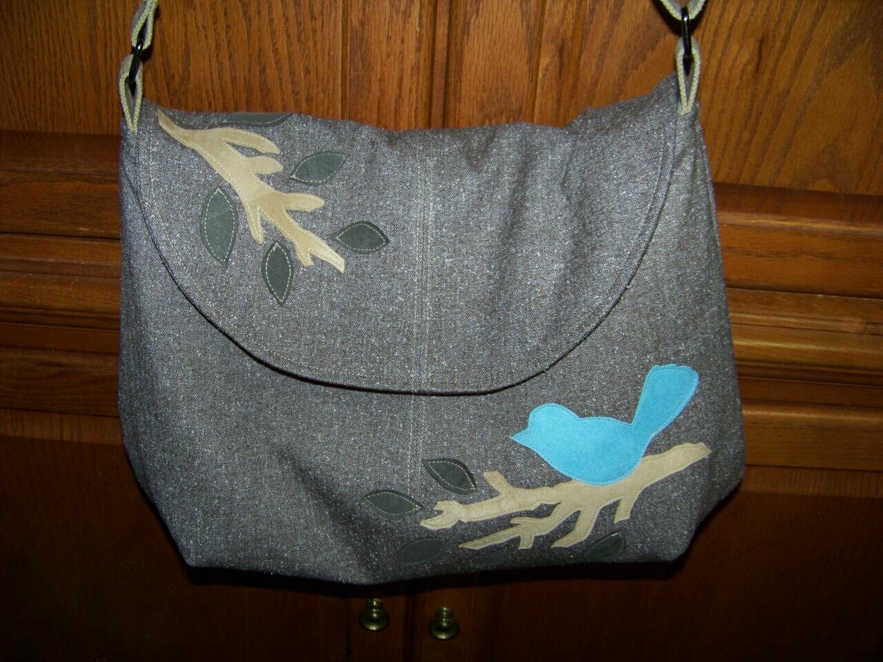 Book Bag Pdf Sewing Pattern #127B Large Handbag or tote-bag with Tutorial e-file with instant download Bird Applique on front