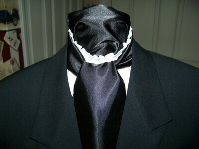 Wedding Ascot Cravat Black Satin 4" x 56" Men's Historical Bow Tie or Wedding cravat tie, Mens necktie or pocket square