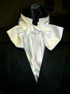 Ascot or Cravat White Satin fabric 4&quot; x 50&quot; Men&#39;s Historical Bow Tie or Wedding, cravat tie