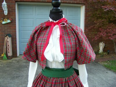 Dickens Civil War Ladies CAPE ONLY one size fit all Red, Black, Green,Blue, Yellow and white plaid cotton homespun.