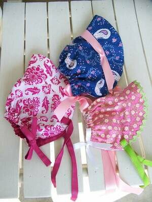 Baby Sun Bonnet pdf pattern and tutorial sizes 3, 6 and 9, months Instant e-file download