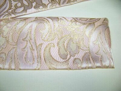 Ascot or Cravat peachy pink and Gold Metallic Paisley Brocade fabric 4" x 56" Men's Historical Bow Tie or Wedding, and pocket square to match