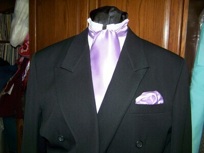 Ascot or Cravat Lavender satin Silky solid fabric 4" x 54" Men's Historical Tie or Wedding, cravat tie or Pocket Square puff