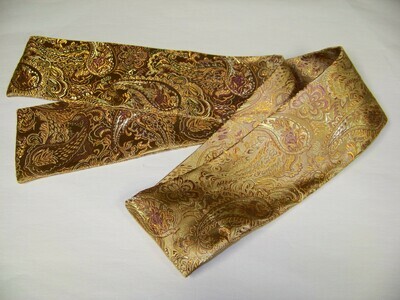 Ascot Necktie and Pocket Square Paisley Gold Metallic Paisley Brocade fabric 4&quot; x 56&quot; Men&#39;s Historical Bow Tie or Wedding, cravat tie