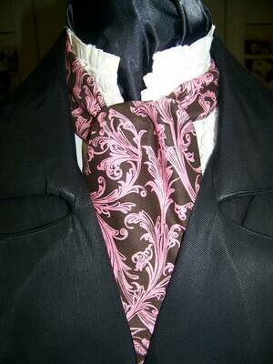Ascot or Cravat Brown and Floral Paisley cotton print fabric 4&quot; x 42&quot; Men&#39;s Historical Wedding, cravat tie