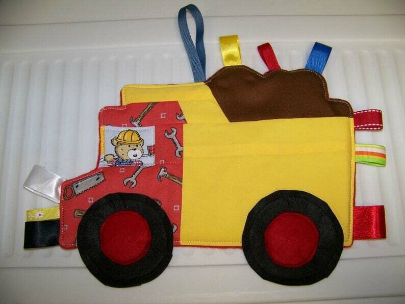 Quilt pattern, Dump Truck Patchwork Crinkle Taggie Toy pdf Pattern and Tutorial with a Immediate download e-file