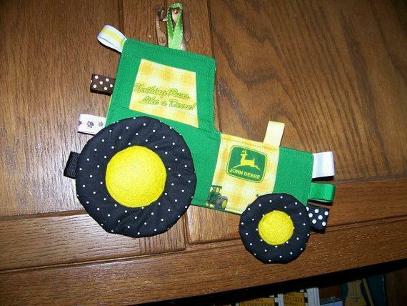 Green Tractor pdf sewing pattern Crinkle Taggie Toy Patchwork  with e-file Instant Download John Deere