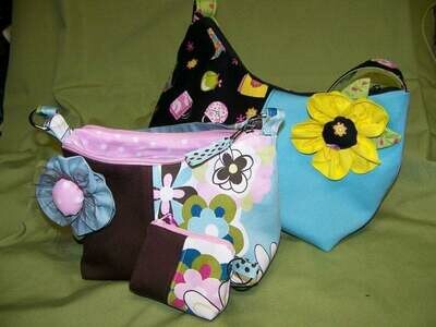 Purse Large and Small Pattern with change purse flower pin credit card pockets,cell pocket pdf sewing pattern SALE instant download e-file