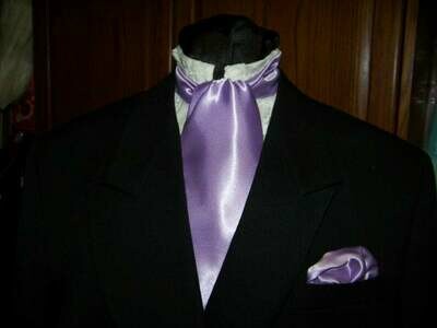 Silky Lavender solid satin fabric 4&quot; x 54&quot; Men&#39;s Historical Tie or Wedding, cravat tie or Pocket Square puff