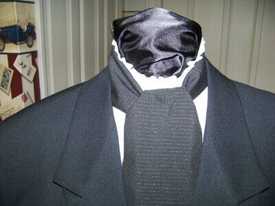 Wedding Ascot Cravat Black with silver pin stripe it measures 4" x 52" Men's Historical Bow Tie or Wedding cravat tie, Men's necktie or pocket square