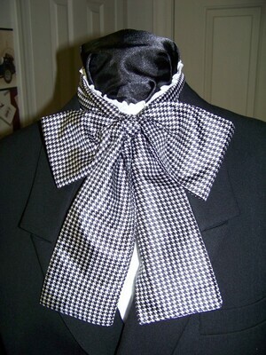Ascot or Cravat Black and White Hound&#39;s tooth print silky fabric 3&quot; x 54&quot; Men&#39;s Historical Bow Tie or Wedding, cravat tie