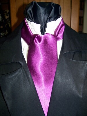 Ascot or Purple Plum Satin fabric 4" x 55" Men's Historical Wedding, cravat tie or Pocket Square Puff