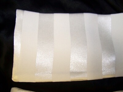 Ascot or Cravat Creamy Ivory Stripe fabric 4" x 48" Men's Historical Bow Tie for Wedding, with pocket puff
