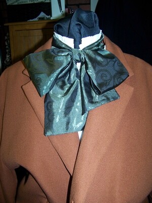 Ascot or Cravat Olive Green Paisley Silky print fabric 4" x 57" Men's Historical Bow Tie or Wedding, cravat tie