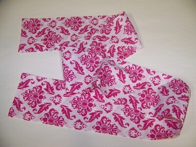 Ascot or Cravat white background with damask  floral cotton print fabric 4" x 42" Men's Historical Wedding, cravat tie SALE