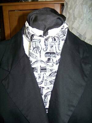 Ascot or Cravat black and white Zebra Print cotton fabric 4&quot; x 45&quot; Men&#39;s Historical Bow Tie