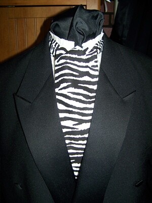 Ascot or Cravat black and white Zebra Print cotton fabric 4&quot; x 45&quot; Men&#39;s Historical Bow Tie