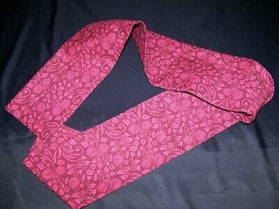 Ascot or Cravat Burgundy floral cotton print fabric 4" x 42" Men's Historical Wedding, cravat tie SALE