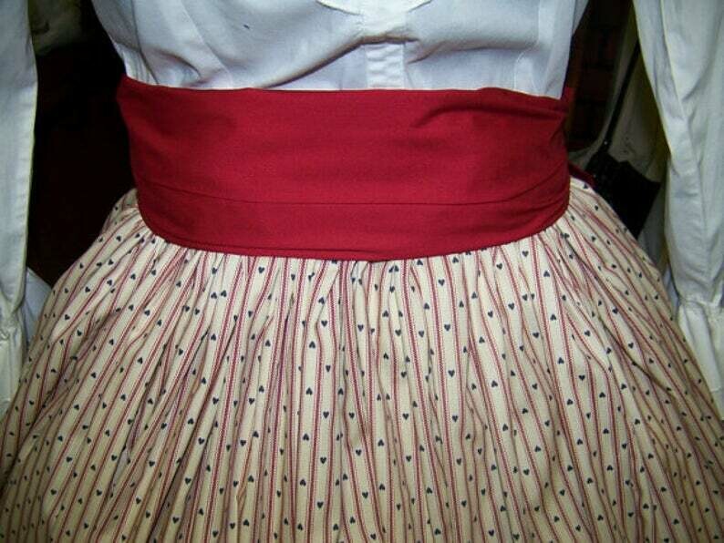 Civil War Skirt,Victorian,Renaissance costume Cotton Sash - Handmade in the USA
